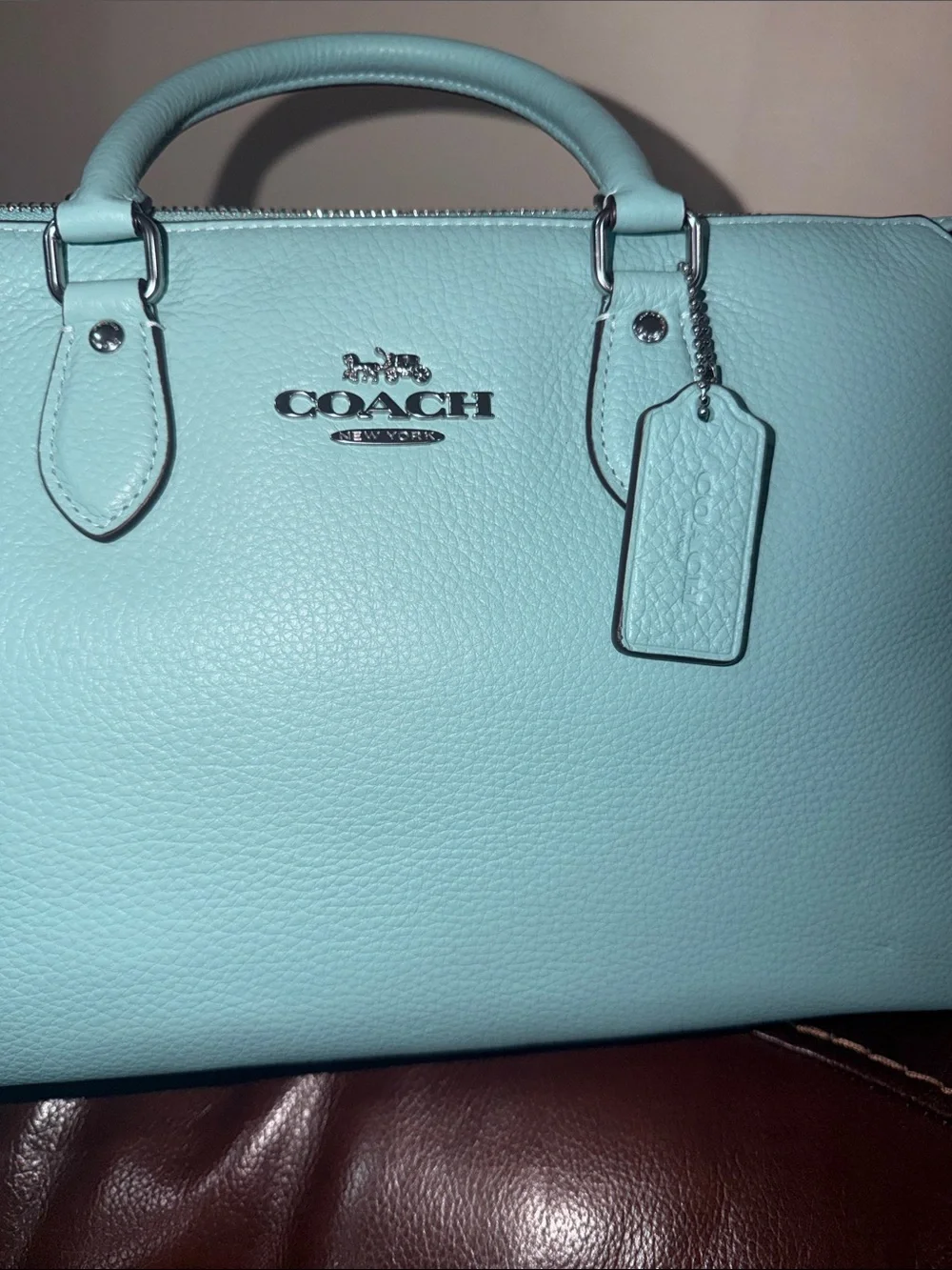 ‼️NEW Coach Blue Leather Georgia Satchel Crossbody Bag